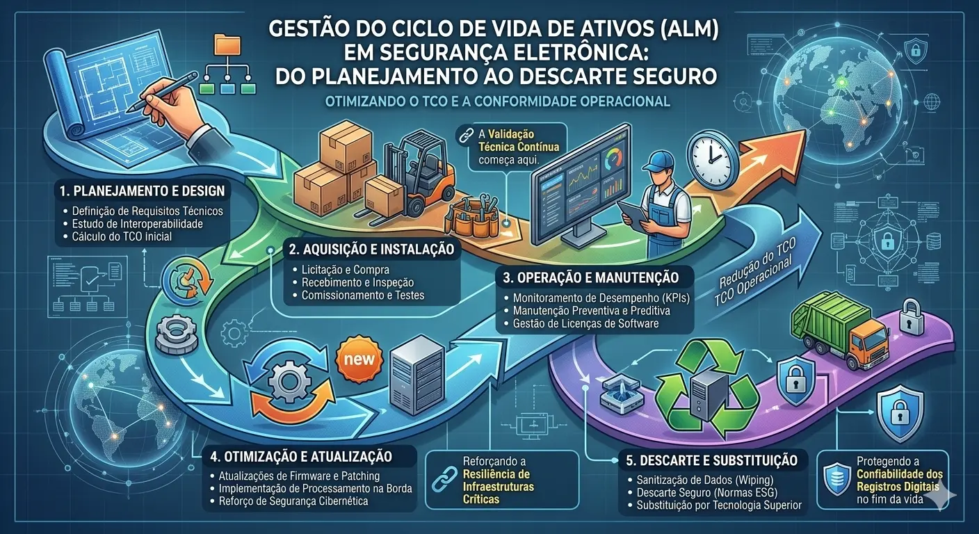 Gestão do Ciclo de Vida de Ativos (ALM) em Segurança Eletrônica: Do Planejamento ao Descarte Seguro