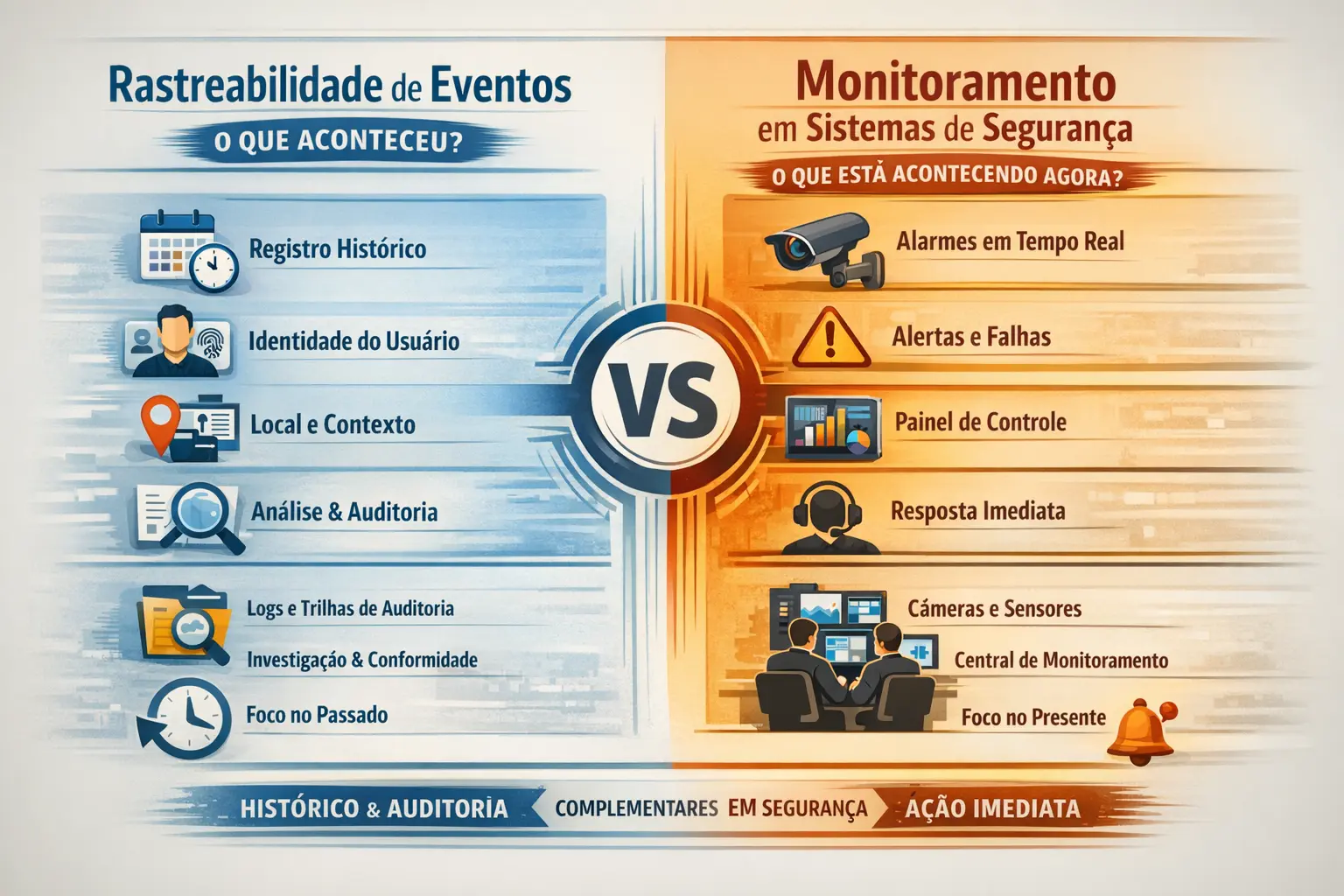O que é Rastreabilidade de Eventos e como ela se diferencia do Monitoramento em Sistemas de Segurança?