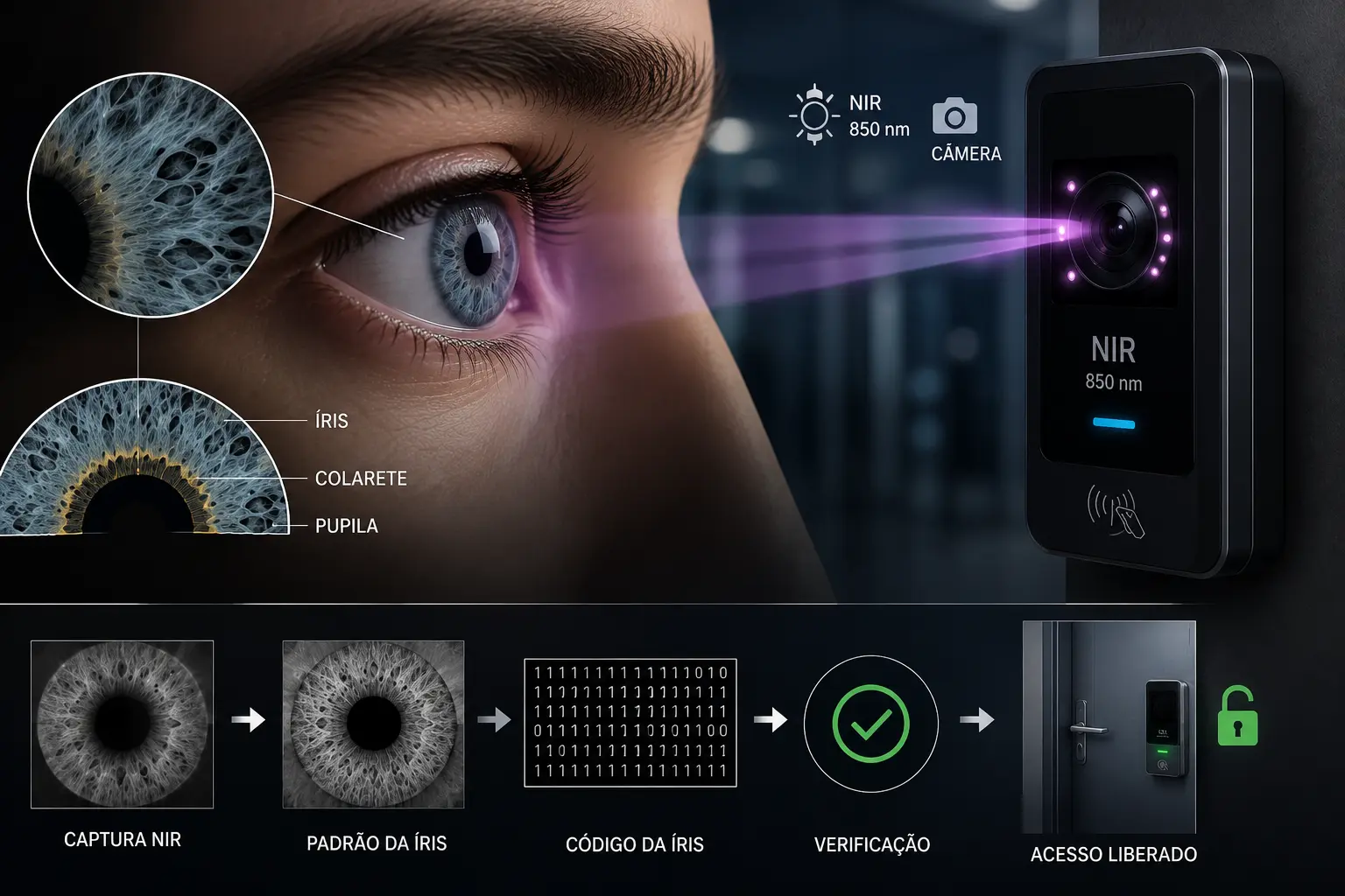 O que é Biometria por Íris e por que ela oferece alta precisão?